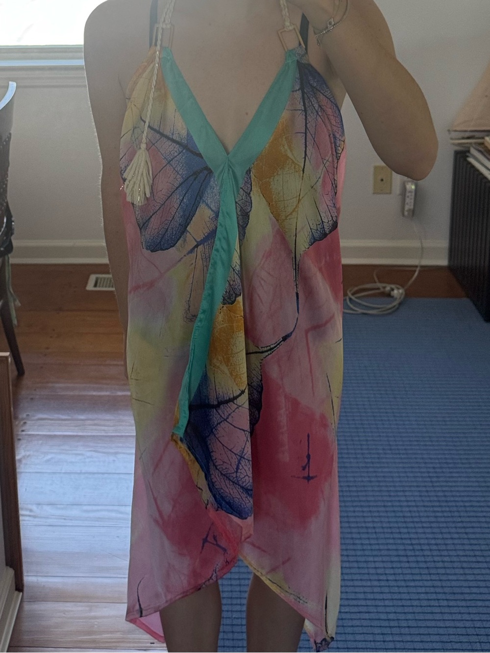 Colorful Pink V-Neck Halter Dress